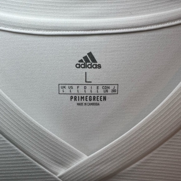 Adidas Womens Primegreen V-Neck Shirt White Base Layer Long Sleeve Stretch Large - Picture 8 of 11